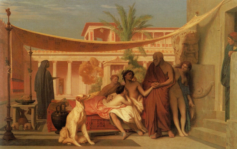 Ο Σωκράτης ψάχνει τον Αλκιβιάδη στο Σπίτι της Ασπασίας (1861). Πίνακας του Τζον Λέον Ζερόν.