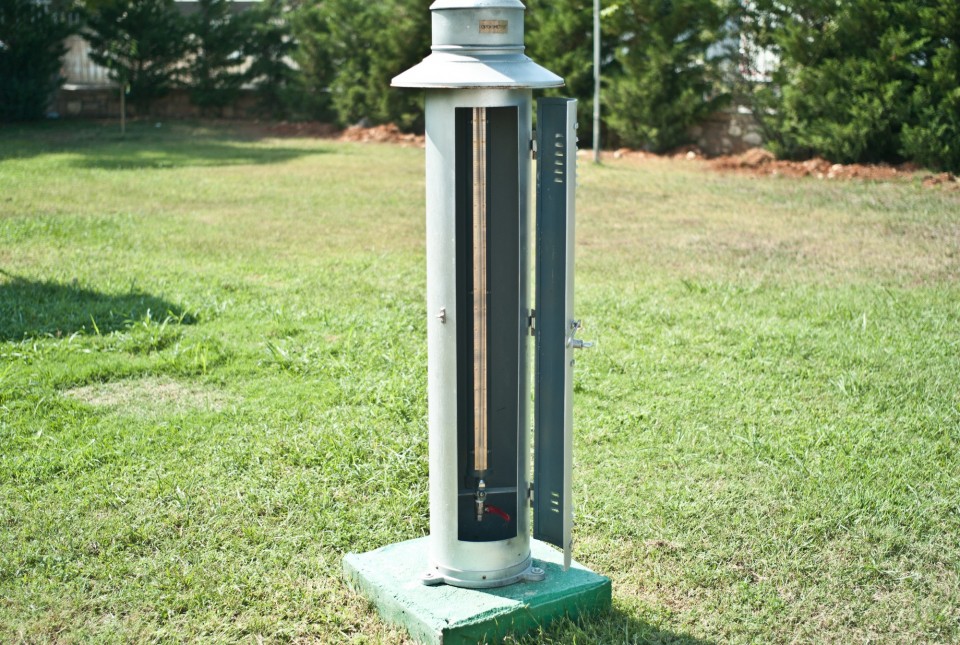 Βροχόμετρο, ειδικό όργανο που μετράει το ύψος της βροχής. 