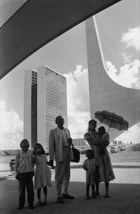 worker showing his family the new city @ Brasilia, Brazil (1960)