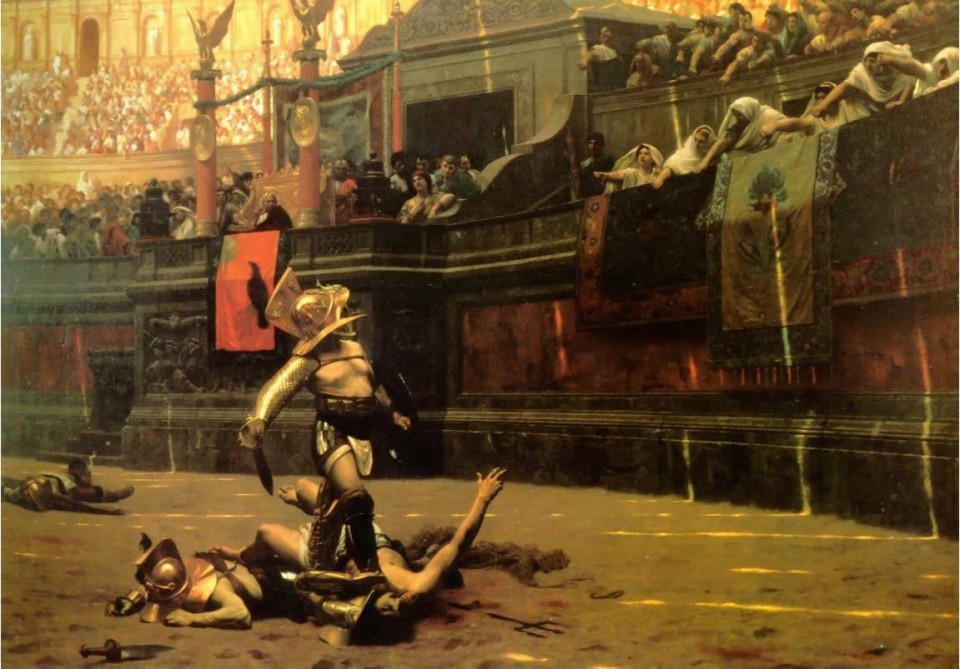 Ο πίνακας Pollice Verso του Jean-Leon Gerome που αποτέλεσε πηγή έμπνευσης κάθε φορά που το Hollywood καταπιανόταν με τη Ρωμαϊκή Αυτοκρατορία.