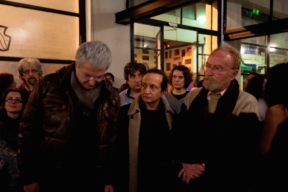 Ρήγας Αξελός, Ντίνος Καρύδης, Σπύρος Μπιμπίλας