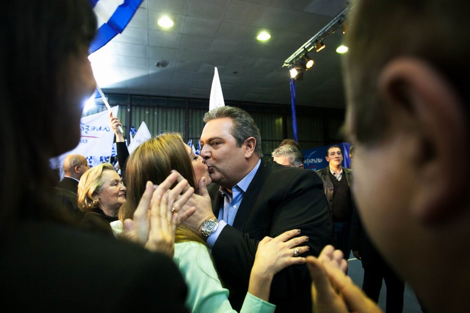 Ο Πάνος Καμμένος στην προεκλογική συγκέντρωση των ΑΝΕΛ στο ΚΥΒΕ Περιστερίου, Πέμπτη 22 Ιανουαρίου 2015. φωτο: Μιχάλης Παππάς