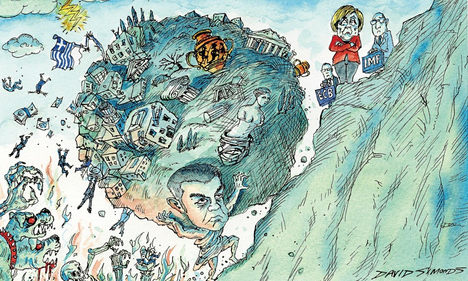 H διαπραγμάτευση και οι σχέσεις μεταξύ Ελλάδας και Γερμανίας μέσα από το σκίτσο της Guardian.