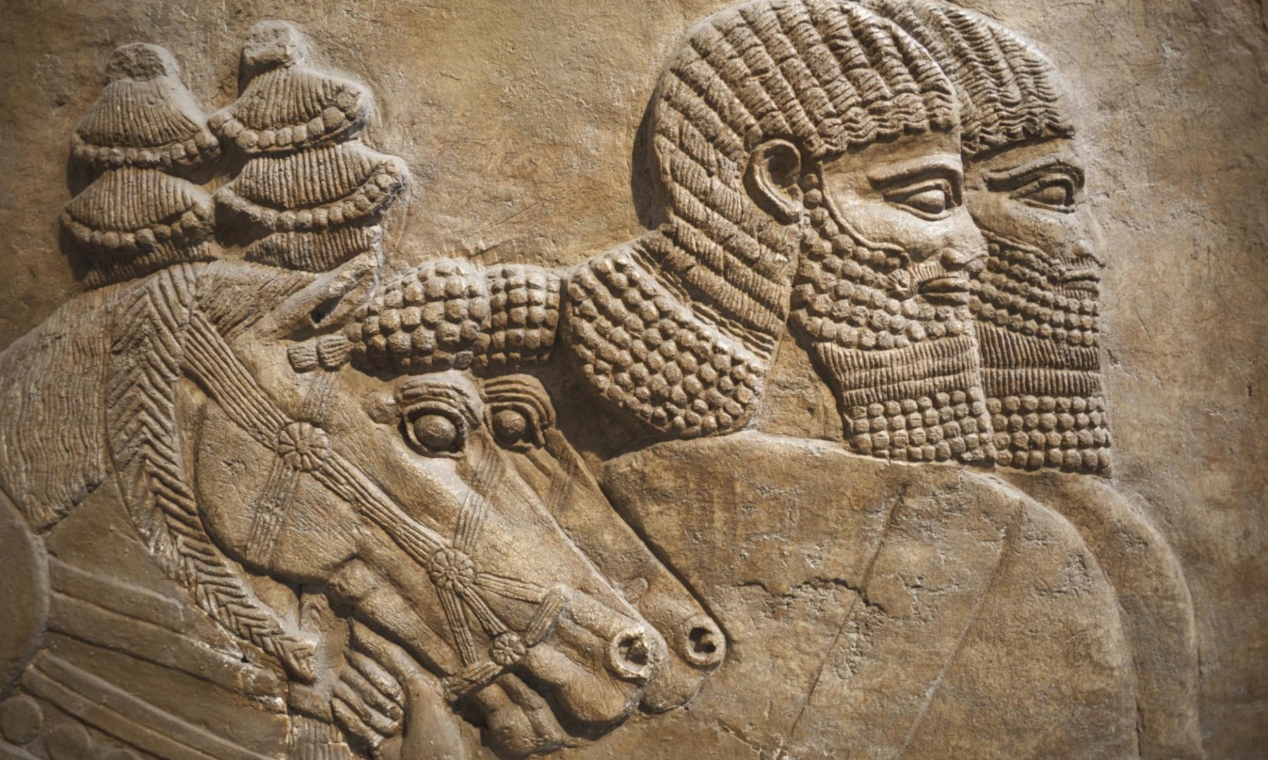 Λεπτομέρεια από ασσυριακή τοιχογραφία στην πόλη Νίμρουντ, στην οποία απεικονίζονται άλογα και ιππείς βασιλικού ιππικού.