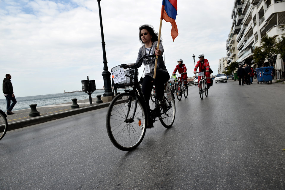 Στιγμιότυπο από τις εκδηλώσεις των Αρμενίων στη Θεσσαλονίκη, 24.4.2015.