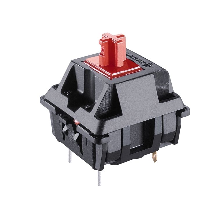 Ιδού ένας μηχανικός διακόπτης Cherry MX σε όλο του το μεγαλείο. Τα διαφορετικά χρώματα στα οποία κυκλοφορεί δεν είναι κοσμητικά: ανάλογα το χρώμα αλλάζει και ο τύπος του διακόπτη, καθιστώντας τον έτσι κατάλληλο για διαφορετικές χρήσεις.