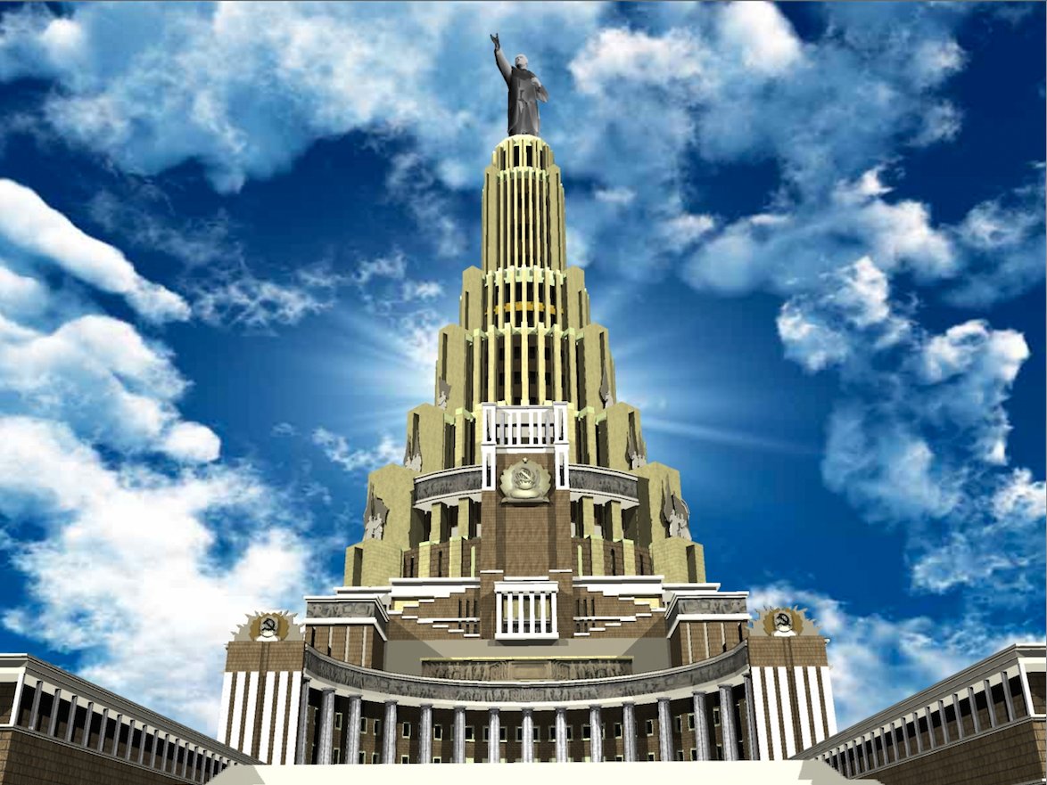 Δυστυχώς μερικά από τα πιο εντυπωσιακά σοβιετικά κτίρια δεν χτίστηκαν ποτέ. Το 500 μέτρων ύψους Παλάτι των Σοβιετικών επρόκειτο να χτιστεί τη δεκαετία του 1940, ωστόσο η εμπλοκή της ΕΣΣΔ στον πόλεμο οδήγησε στη διακοπή των εργασιών, οι οποίες δεν συνεχίστηκαν ποτέ.