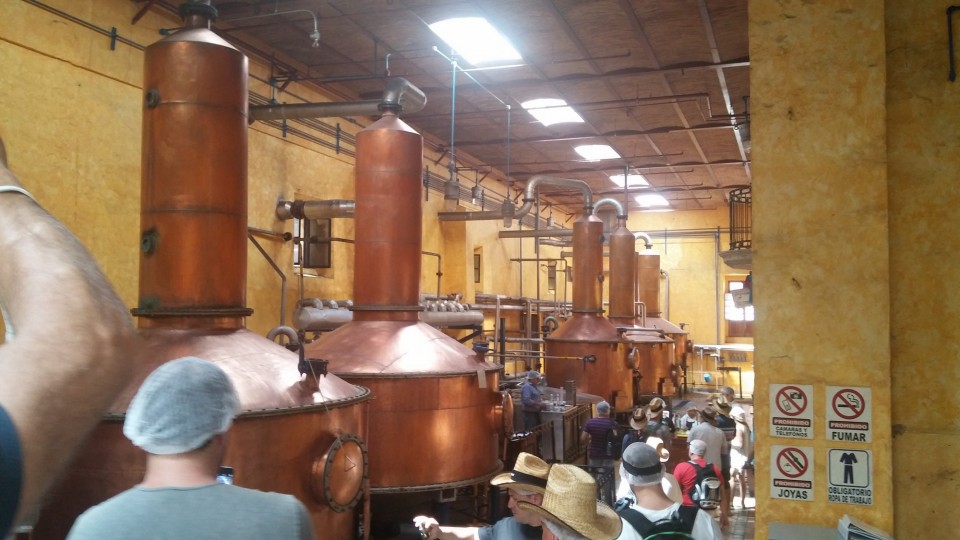 4. Μετά τη ζύμωση καταλήγουμε στην απόσταξη σε αυτά τα τεράστια καζάνια.