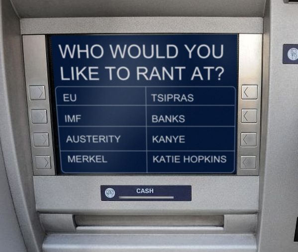 ATMs in Greece are now offering other services as they run out of cash. 