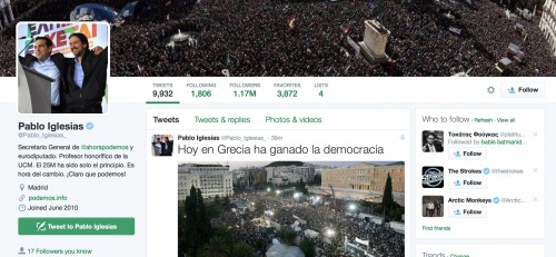 Πάμπλο Ιγκλέσιας στο twitter: «Η δημοκρατία νίκησε στην Ελλάδα»