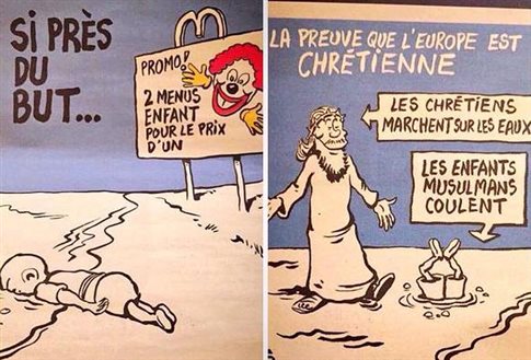 Αντιδράσεις προκαλούν τα σκίτσα του Charlie Hebdo για τους πρόσφυγες στο Αιγαίο