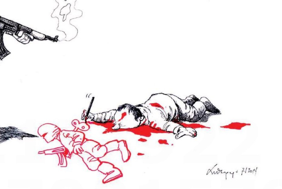 Σκίτσο του Ανδρέα Πετρουλάκη για την επίθεση της 7ης Ιανουαρίου 2015