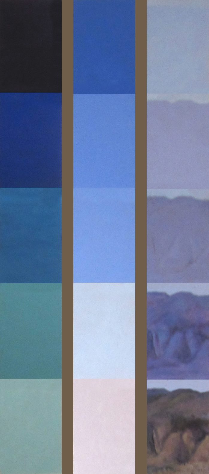 Γιώργος Χατζημιχάλης, Μετρήσεις , ακρυλικό σε ξύλο, τρίπτυχο, 150 x 20 εκ. το καθένα, 2011