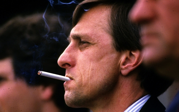 REX Shutterstock (5288276c)  Johan Cruyff smoking a cigarette  Johan Cruyff smoking on the touchline - 06 Dec 2006