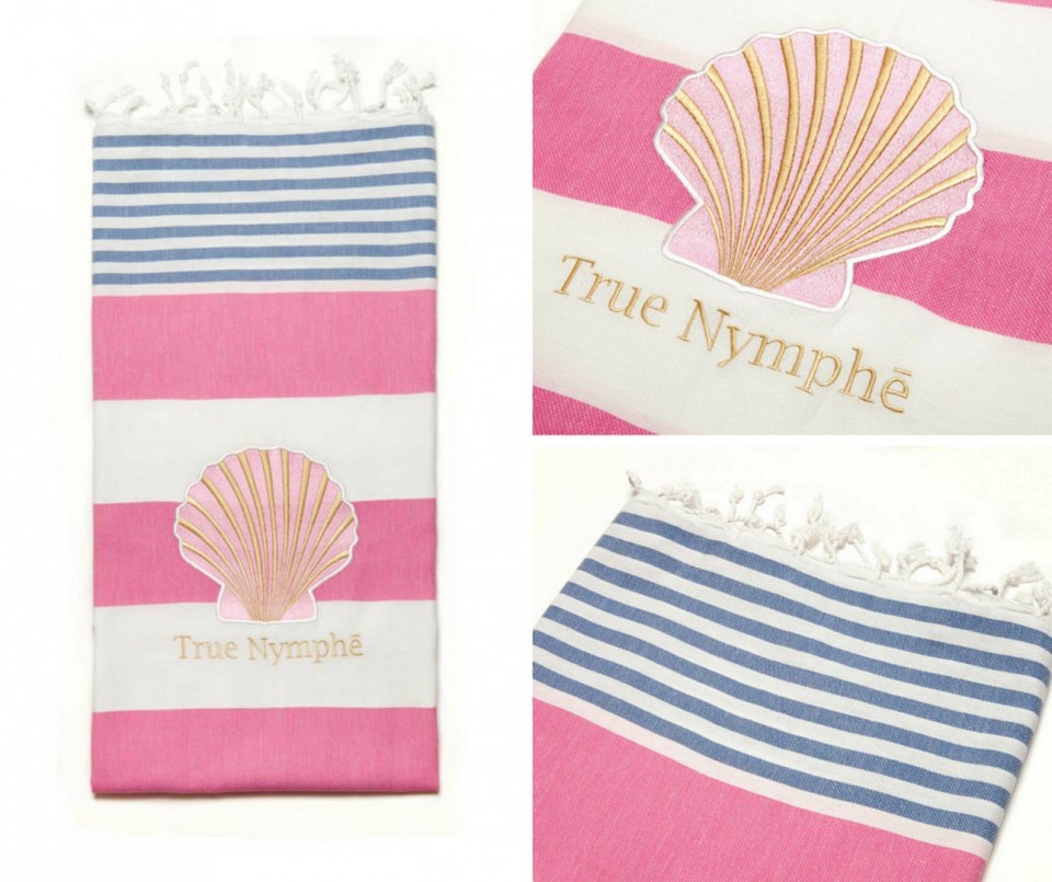 navy pink towel
