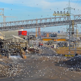 Σε κατάσταση Alongside. Δηλαδή, «κατά μήκος της αποβάθρας».