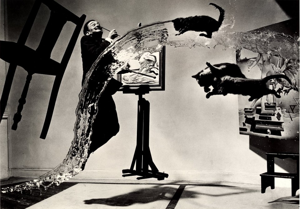 Ο Halsman προσπάθησε να αποτυπώσει την ελλειψη βαρύτητας στα έργα του Νταλί. Η φωτογραφία είναι του 1948 και ίσως αποτέλεσε τη σπίθα της έμπνευσης για τα επόμενα jumping portraits. 