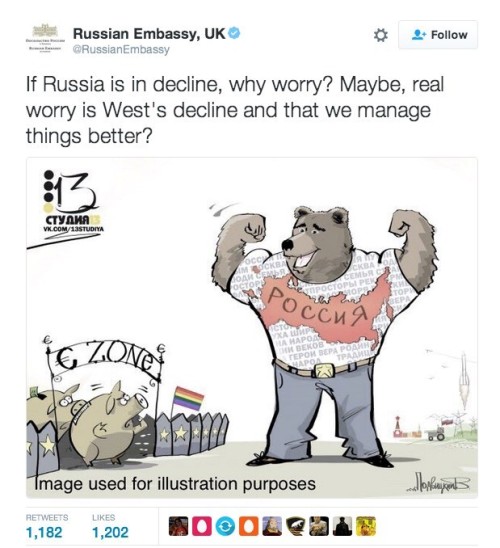 Το Ρωσικό προξενείο χλευάζει τους Ευρωπαίους με ένα ρατσιστικό καρτούν