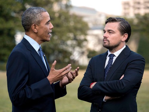 Ο ΝτιΚάπριο και ο Ομπάμα μιλούν για το κλίμα στον κήπο του Λευκού Οίκου