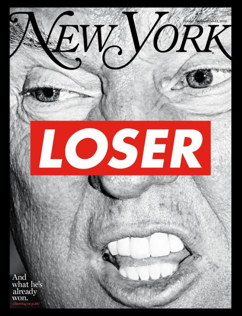 31-10-2016 New York Mag (US) New cover New York Mag stars Trump and with artwork fab Barbara Kruger