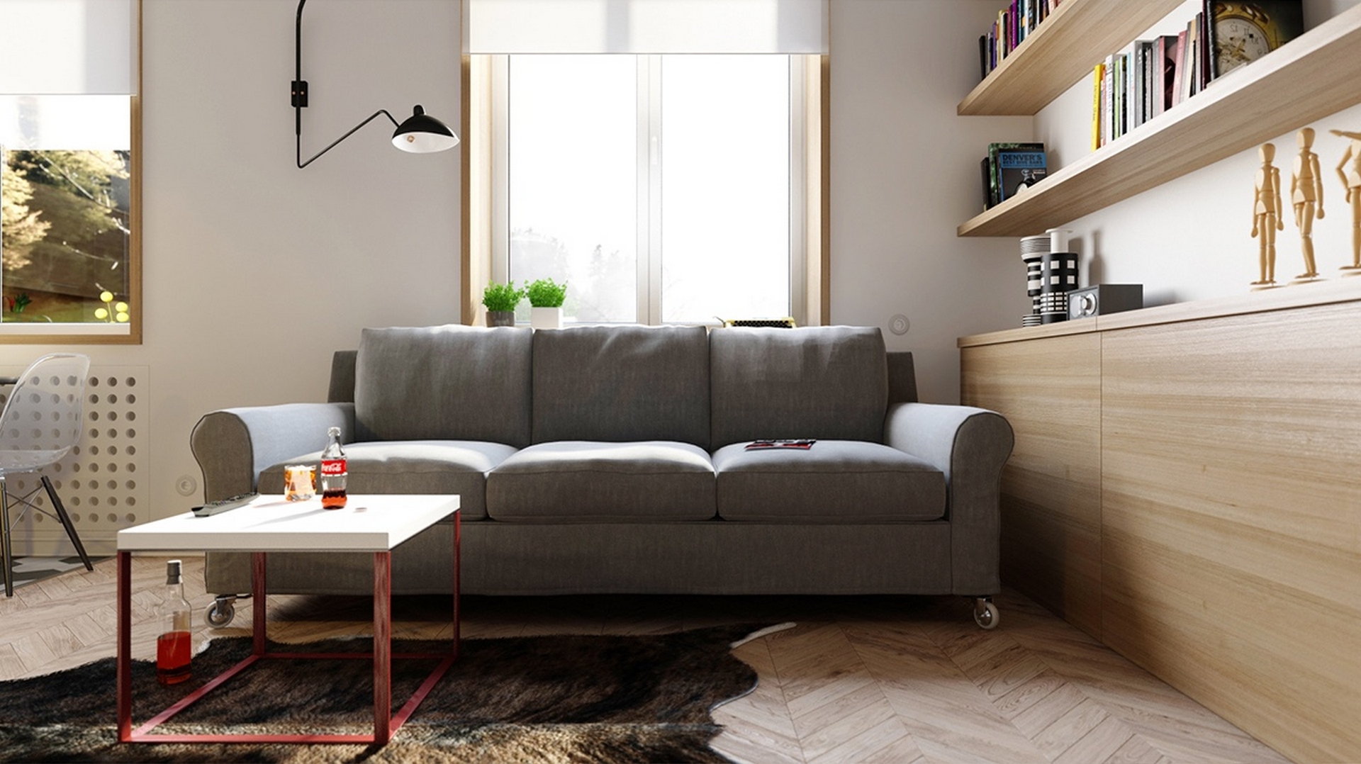 gray-couch-herringbone-wood-floors