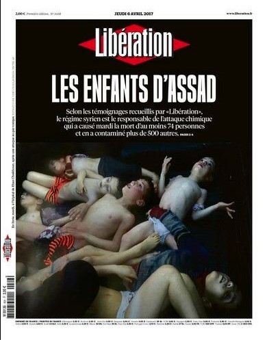 Το πρωτοσέλιδο της Liberation με τα νεκρά παιδιά από τα χημικά στη Συρία