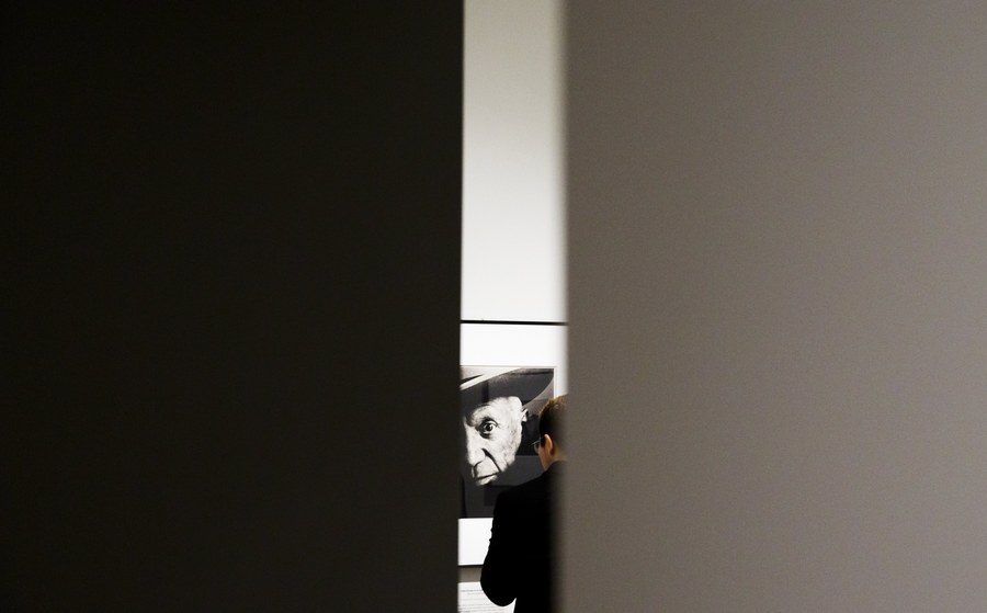 epa05912572 A man looks at portrait of Pablo Picasso by Irving Penn on display during a preview of the exhibit 'Irving Penn: Centennial' at  The Metropolitan Museum of Art in New York, New York, USA, 17 April 2017. The exhibit, which features work from throughout Penn's career, runs from 24 April 2017 until 30 July 2017.  EPA/JUSTIN LANE