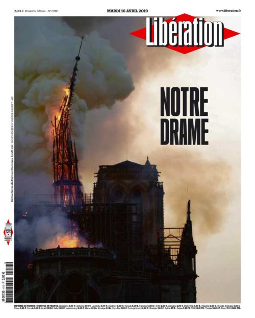 Γαλλία: Το συγκλονιστικό εξώφυλλο της Liberation για την πυρκαγιά στην Παναγία των Παρισίων