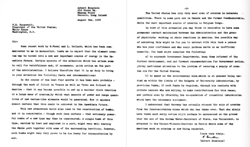 Σαν σήμερα ο πρόεδρος Ρούζβελτ λάμβανε την επιστολή του Αϊνστάιν για την ατομική βόμβα