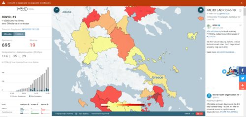 H εξάπλωση της νόσου στην Ελλάδα και στον κόσμο σε έναν εύχρηστο χάρτη από το iMEdD Lab