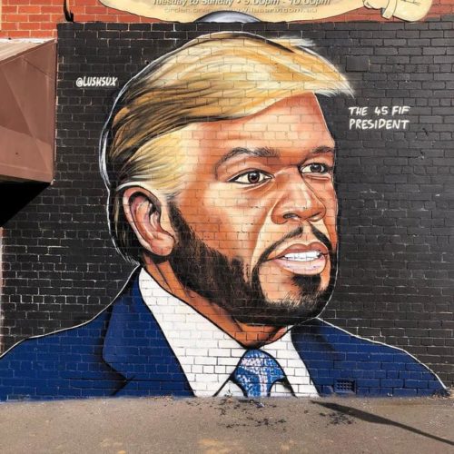 Μάλλον δεν άρεσαν πολύ  στον 50 Cent τα γκράφιτι που τον παρουσιάζουν ως Ντόναλντ Τραμπ, Μάικ Πενς και Τέιλορ Σουίφτ
