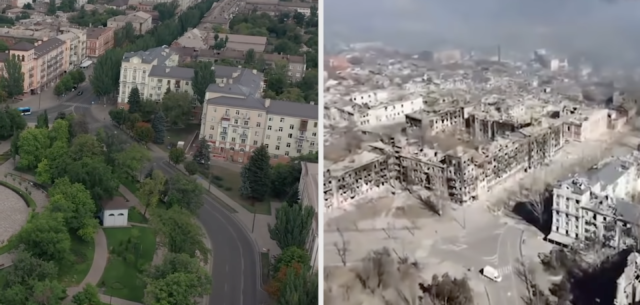 Συγκλονιστικό βίντεο του Guardian δείχνει τις ουκρανικές πόλεις πριν και μετά τους βομβαρδισμούς
