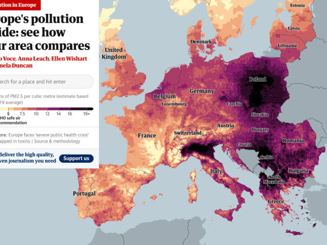 Σχεδόν όλοι στην Ευρώπη αναπνέουμε τοξικό αέρα: Τι δείχνει ο διαδραστικός χάρτης του Guardian