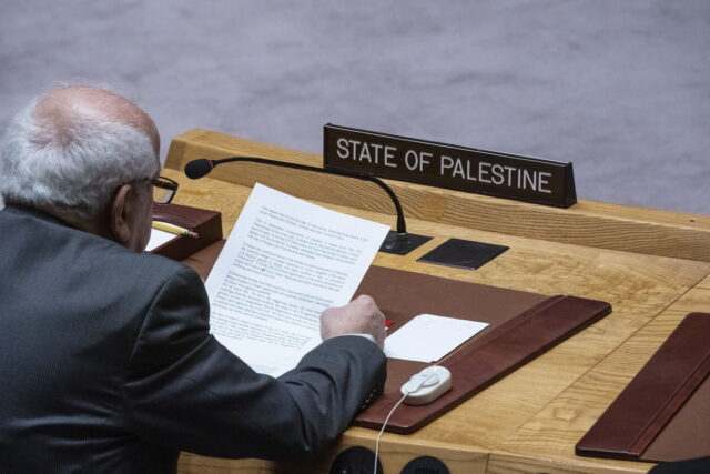 Το Συμβούλιο Ασφαλείας του ΟΗΕ ψηφίζει αύριο για την ένταξη της Παλαιστίνης
