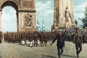 Ο ελληνικός στρατός παρέλασε μπροστά από την Αψίδα του Θριάμβου για πρώτη φορά από το 1919