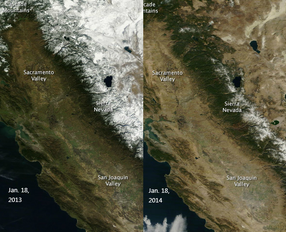  Φωτογραφίες από τον δορυφόρο Terra. Η εικόνα της πολιτείας τον Ιανουάριο του 2013 και του 2014
