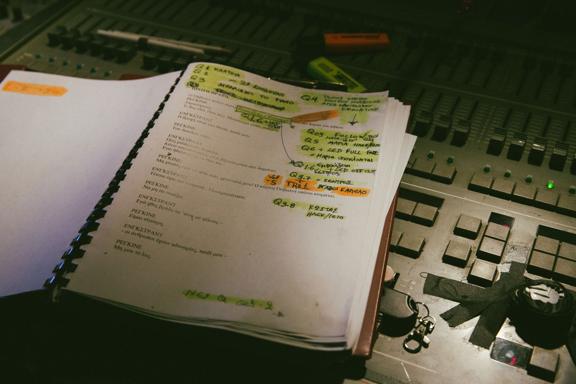 Οι σημειώσεις-"κλειδί" του ηχολήπτη για την παράσταση.