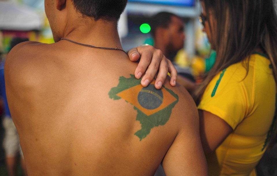 Fans watch Brazil v Croatia, 2014 FIFA World Cup football match at the Farol da Barra in Salvador, Bahia, Brazil - 12 Jun 2014